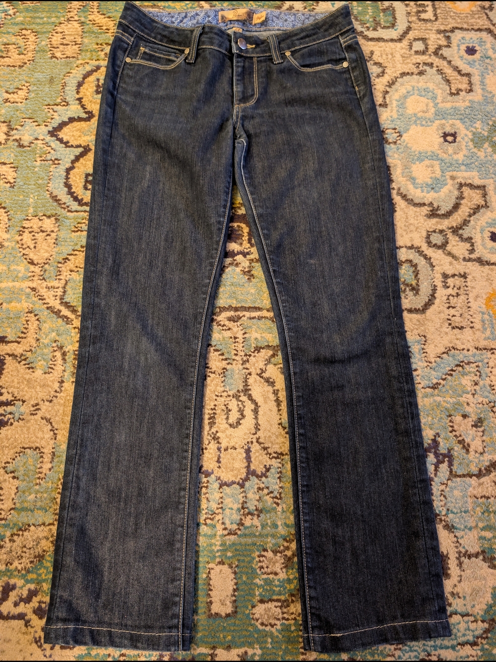 PAIGE Women's Straight Leg Jeans in Dark Indigo